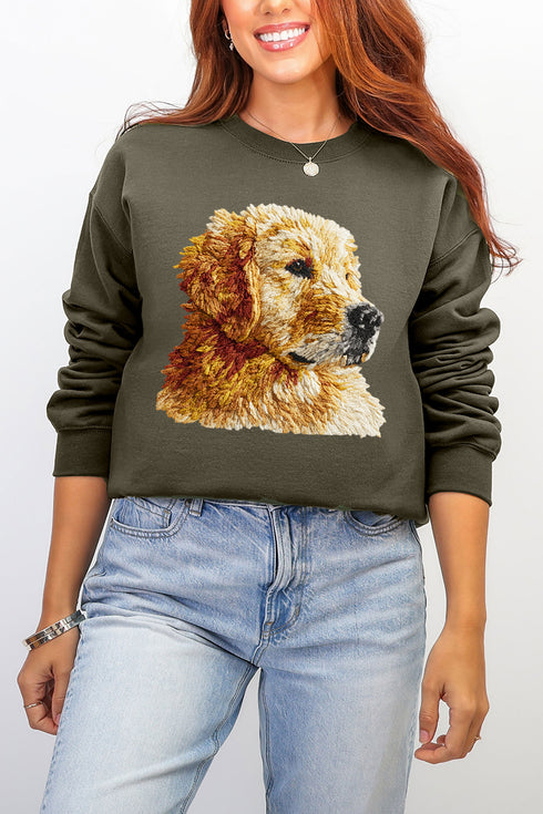 Faux Yarn Golden Retriever Ecosmart Crewneck Sweatshirt