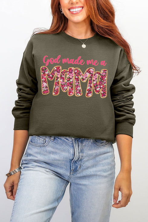 Pink God Made Me A Mama Ecosmart Crewneck Sweatshirt