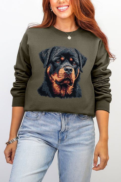 Faux Yarn Rottweiler Ecosmart Crewneck Sweatshirt