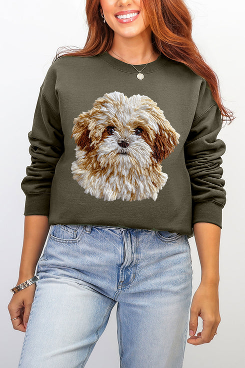 Faux Yarn Shih Tzu Ecosmart Crewneck Sweatshirt