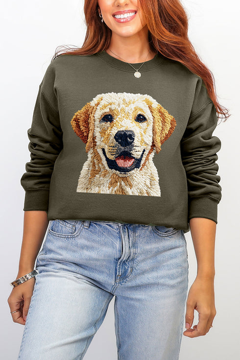 Faux Yarn Yellow Labrador Retriever Ecosmart Crewneck Sweatshirt