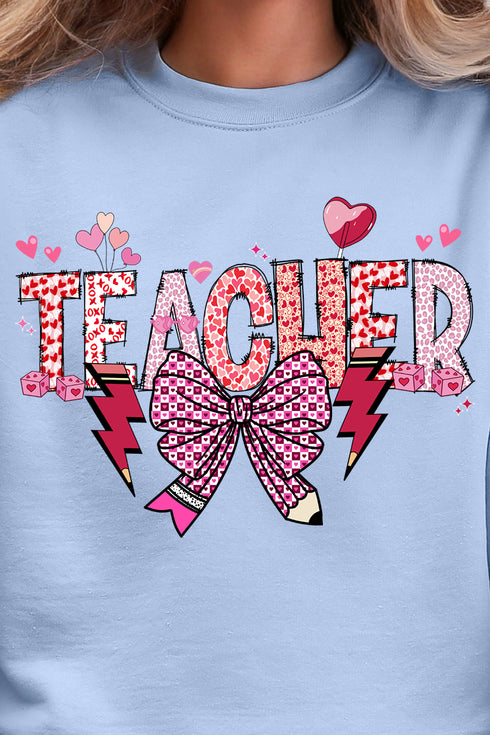 Bow Teacher Doodle Ecosmart Crewneck Sweatshirt