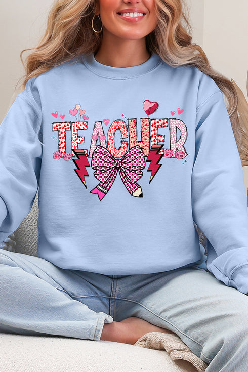 Bow Teacher Doodle Ecosmart Crewneck Sweatshirt