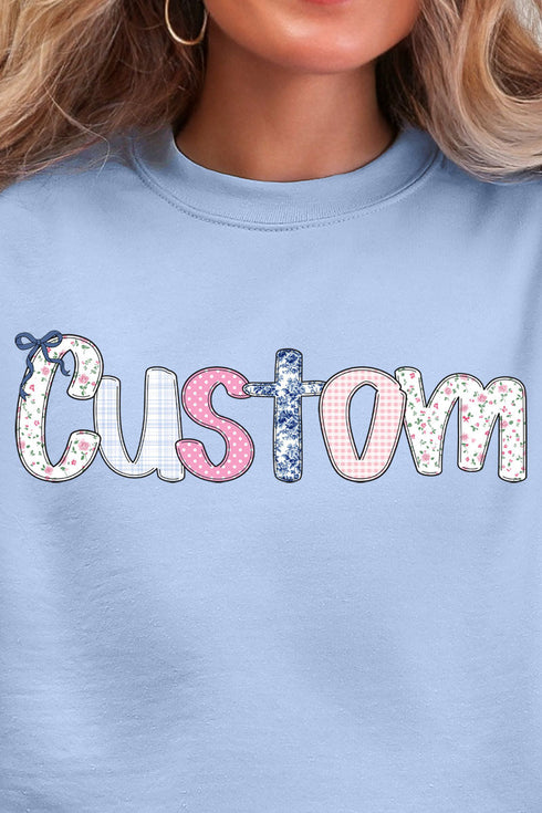 Gingham Garden Custom Name Ecosmart Crewneck Sweatshirt
