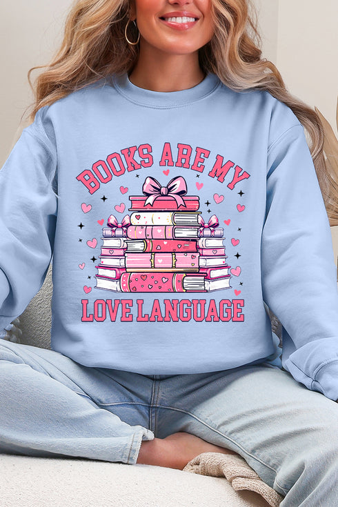 Valentine Books Are My Love Language Ecosmart Crewneck Sweatshirt