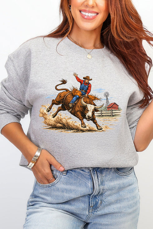 Vintage Rodeo Cowboy Ecosmart Crewneck Sweatshirt