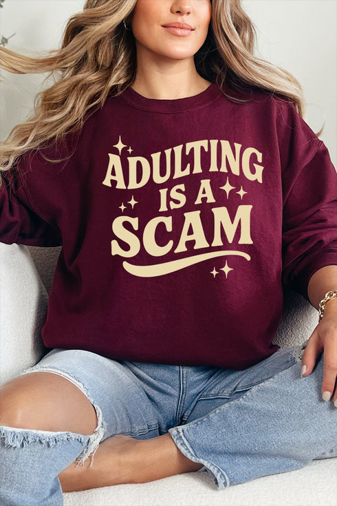 Adulting Is A Scam Ecosmart Crewneck Sweatshirt