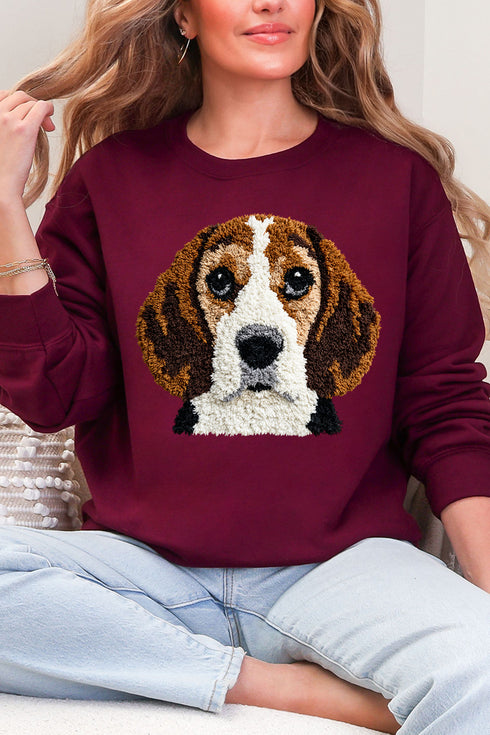 Faux Yarn Beagle Ecosmart Crewneck Sweatshirt