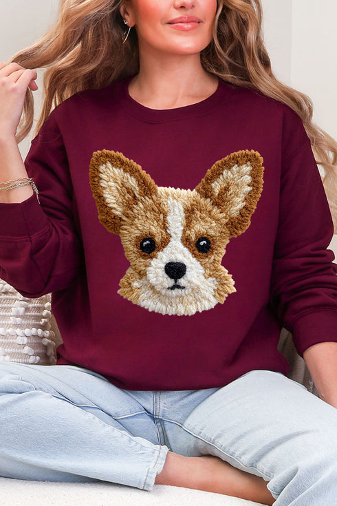 Faux Yarn Chihuahua Ecosmart Crewneck Sweatshirt