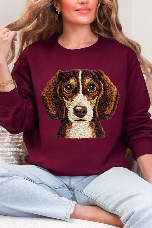 Faux Yarn Dachshund Ecosmart Crewneck Sweatshirt