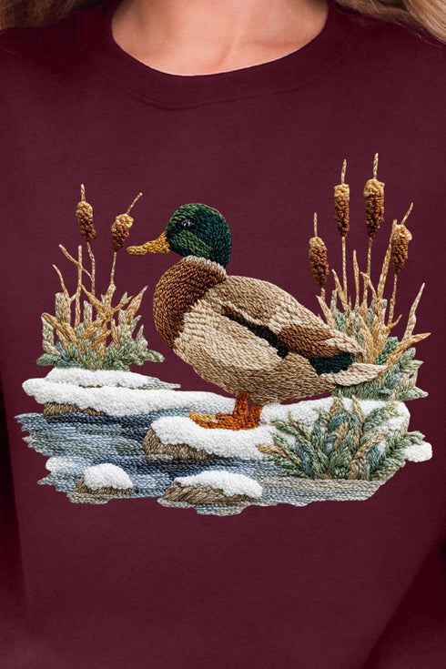 Faux Yarn Winter Mallard Ecosmart Crewneck Sweatshirt