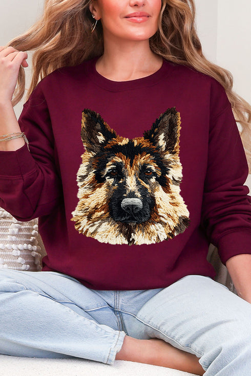 Faux Yarn German Shepherd Ecosmart Crewneck Sweatshirt