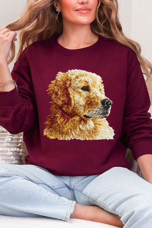 Faux Yarn Golden Retriever Ecosmart Crewneck Sweatshirt