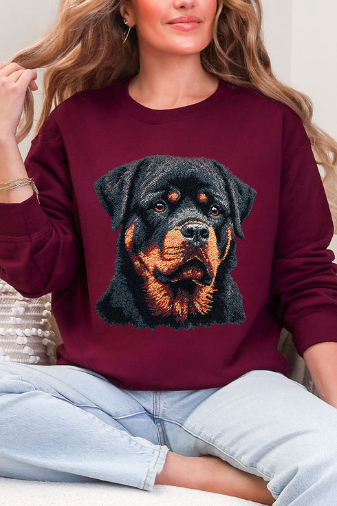 Faux Yarn Rottweiler Ecosmart Crewneck Sweatshirt