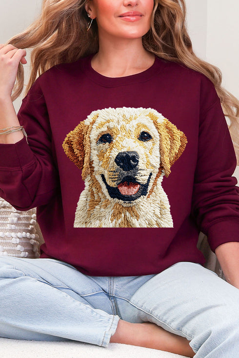Faux Yarn Yellow Labrador Retriever Ecosmart Crewneck Sweatshirt