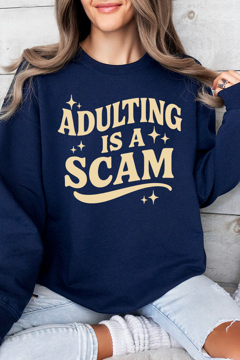 Adulting Is A Scam Ecosmart Crewneck Sweatshirt
