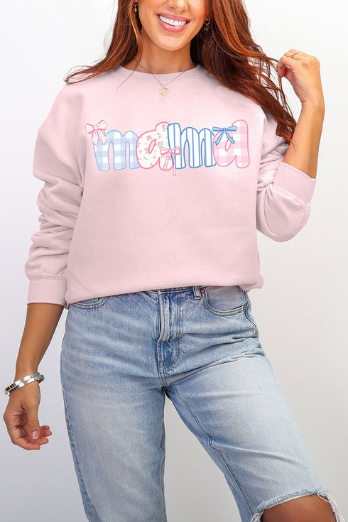 Coquette Floral Pink And Blue Mama Ecosmart Crewneck Sweatshirt
