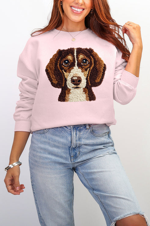 Faux Yarn Dachshund Ecosmart Crewneck Sweatshirt