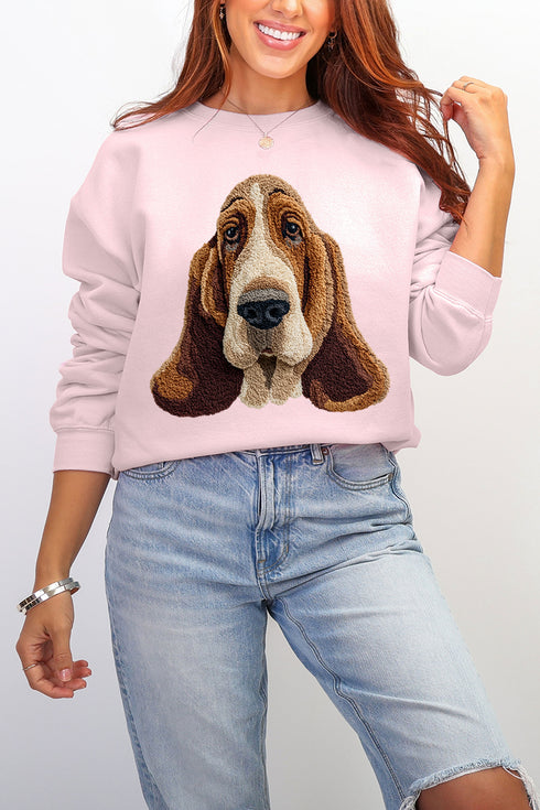 Faux Yarn Basset Hound Ecosmart Crewneck Sweatshirt