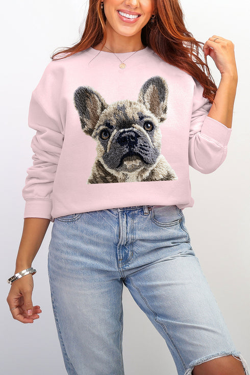 Faux Yarn French Bulldog Ecosmart Crewneck Sweatshirt