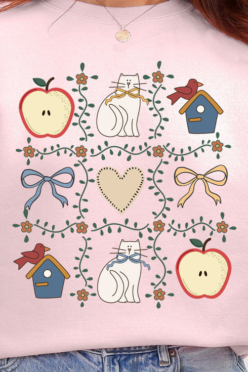 Heart & Home Quilt Ecosmart Crewneck Sweatshirt