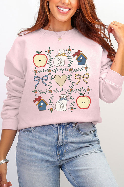 Heart & Home Quilt Ecosmart Crewneck Sweatshirt
