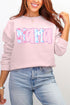 Preppy Pink And Blue Mama Ecosmart Crewneck Sweatshirt