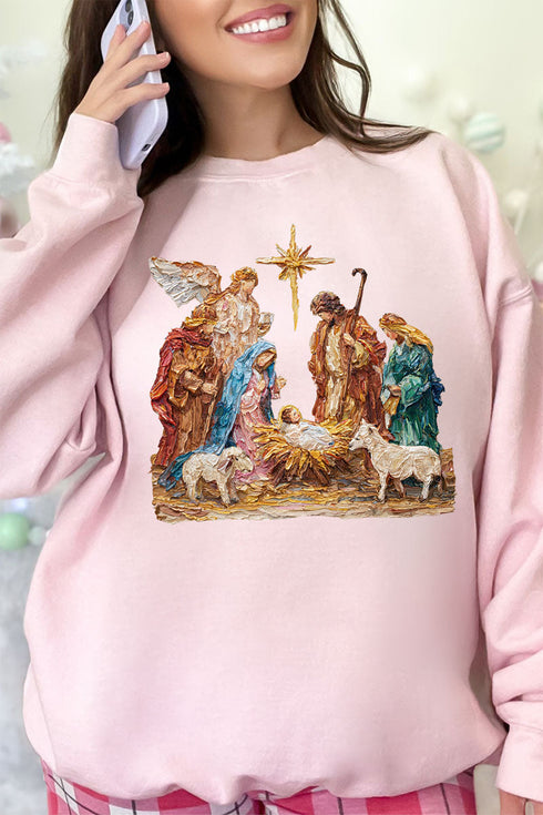 The Painted Nativity Scene Ecosmart Crewneck Sweatshirt