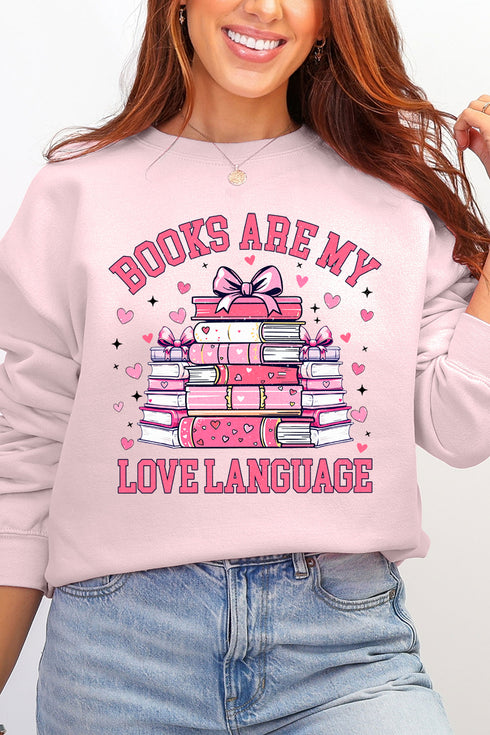 Valentine Books Are My Love Language Ecosmart Crewneck Sweatshirt