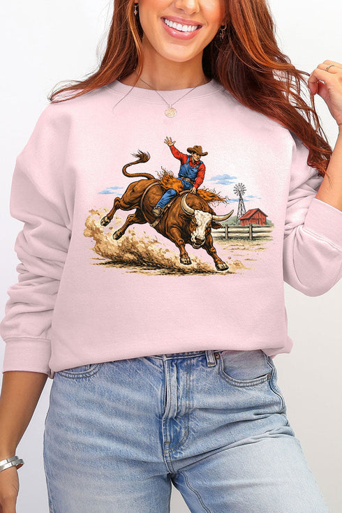 Vintage Rodeo Cowboy Ecosmart Crewneck Sweatshirt