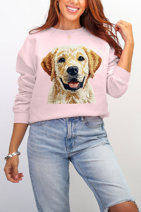 Faux Yarn Yellow Labrador Retriever Ecosmart Crewneck Sweatshirt
