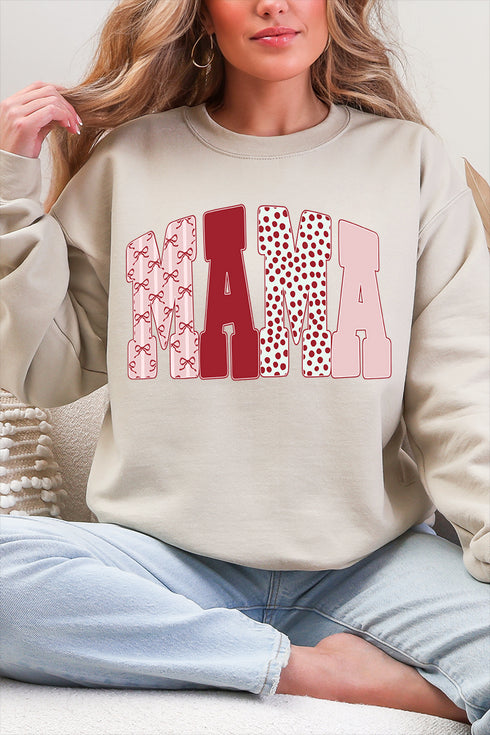 Blush And Bows Mama Ecosmart Crewneck Sweatshirt