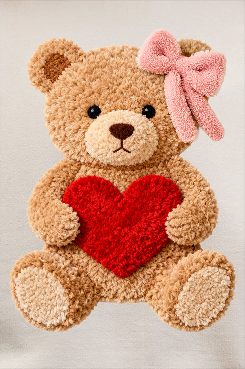 Cozy Heart Cub Faux Yarn Ecosmart Crewneck Sweatshirt