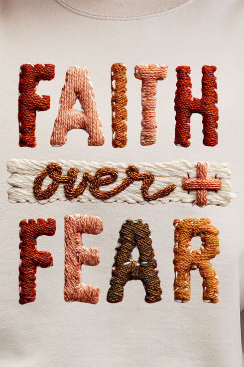 Faux Yarn Faith Over Fear Ecosmart Crewneck Sweatshirt