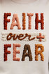 Faux Yarn Faith Over Fear Ecosmart Crewneck Sweatshirt
