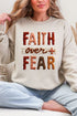 Faux Yarn Faith Over Fear Ecosmart Crewneck Sweatshirt