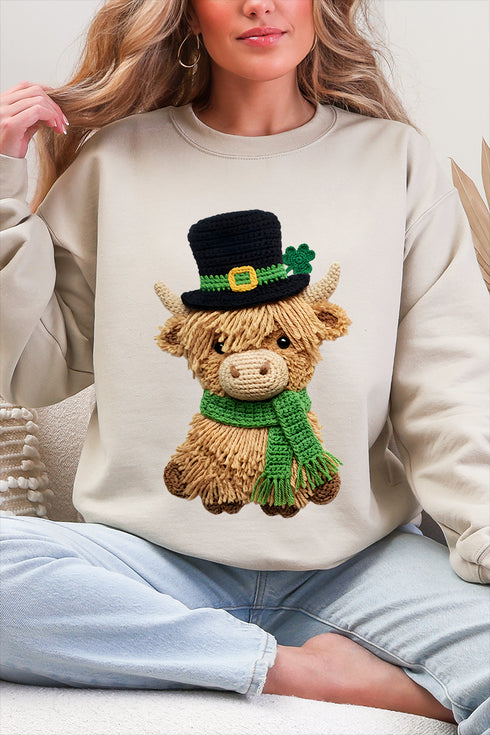 Shamrock & Moo Faux Yarn Ecosmart Crewneck Sweatshirt