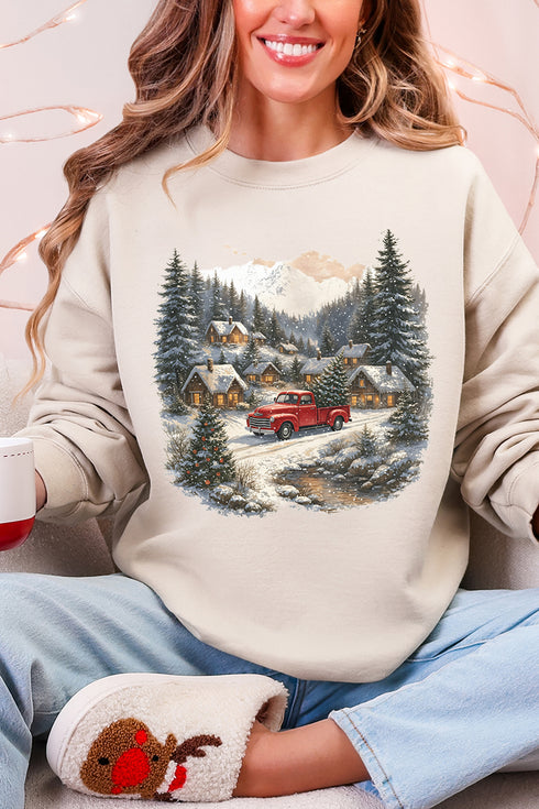 Snowfall On Main Street Ecosmart Crewneck Sweatshirt