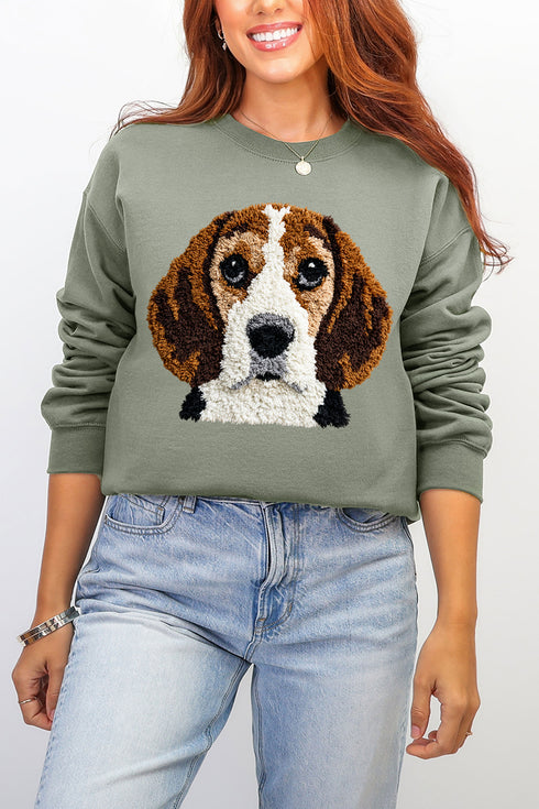 Faux Yarn Beagle Ecosmart Crewneck Sweatshirt