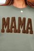 Brown Faux Threaded Mama Ecosmart Crewneck Sweatshirt