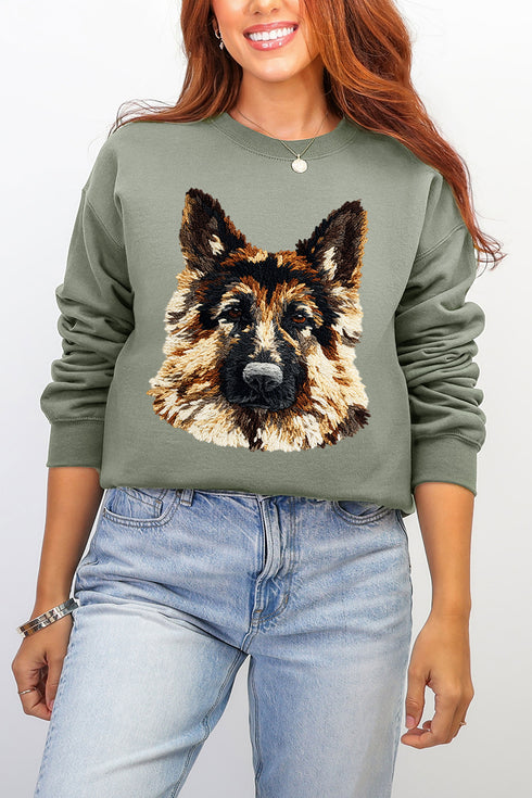 Faux Yarn German Shepherd Ecosmart Crewneck Sweatshirt
