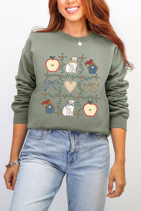Heart & Home Quilt Ecosmart Crewneck Sweatshirt