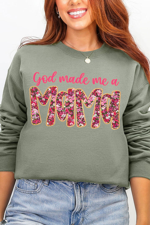 Pink God Made Me A Mama Ecosmart Crewneck Sweatshirt