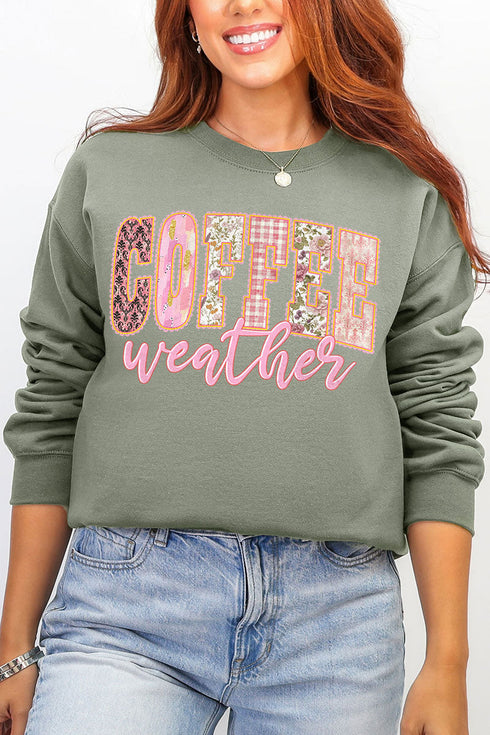 Pink Lace Coffee Weather Ecosmart Crewneck Sweatshirt