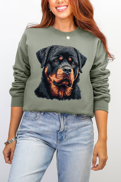 Faux Yarn Rottweiler Ecosmart Crewneck Sweatshirt