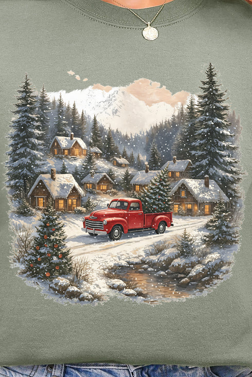 Snowfall On Main Street Ecosmart Crewneck Sweatshirt