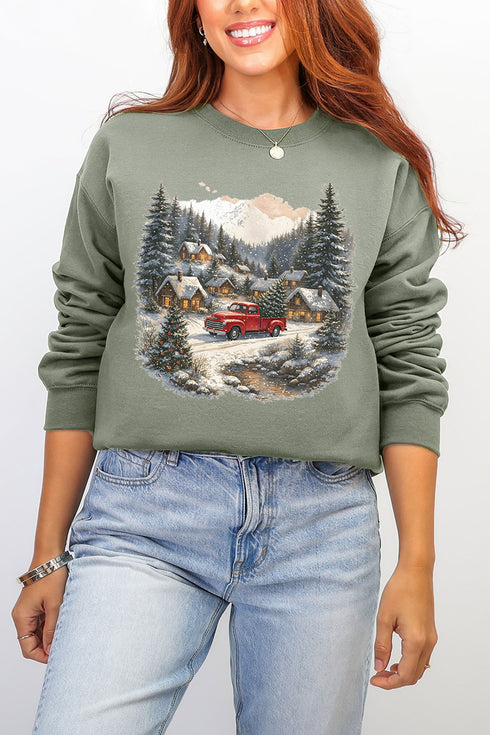 Snowfall On Main Street Ecosmart Crewneck Sweatshirt