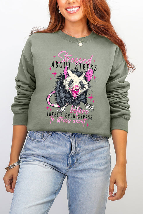 Stressed About Stress Ecosmart Crewneck Sweatshirt