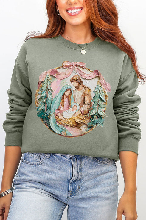 The Painted Baby Jesus Coquette Ecosmart Crewneck Sweatshirt