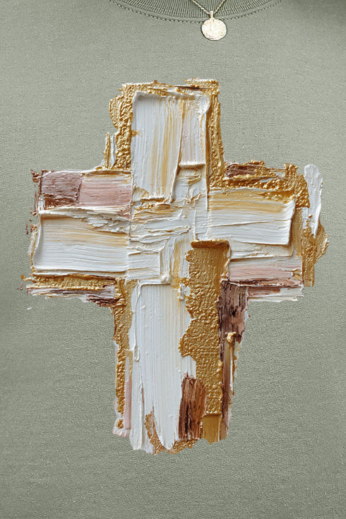 The Painted Gilded Cross Ecosmart Crewneck Sweatshirt